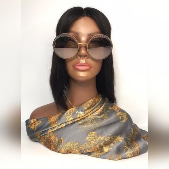 Authentic New BOTTEGA VENETA Satinized metal over round sunglasses